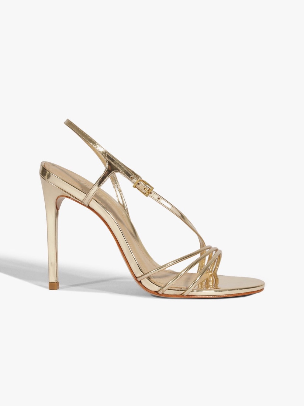 SCHUTZ Inez Metallic Gold Strappy Stiletto Sandal Sz 9.5B